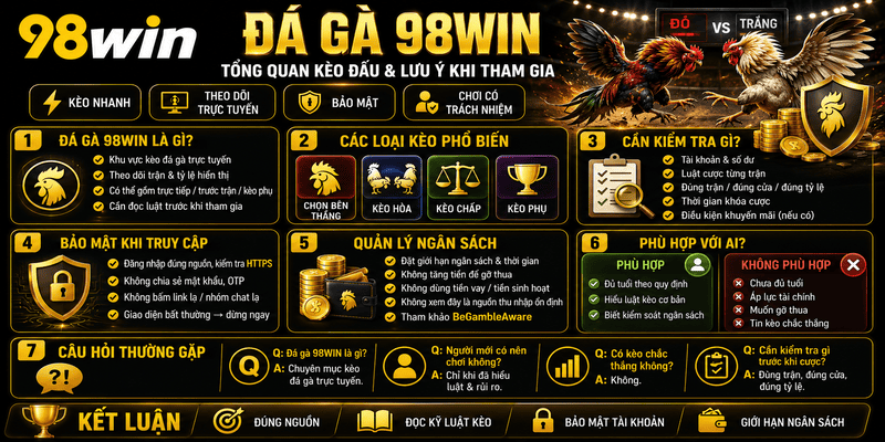 Đá Gà 98WIN – Tổng Quan Kèo Đấu Và Lưu Ý Khi Tham Gia